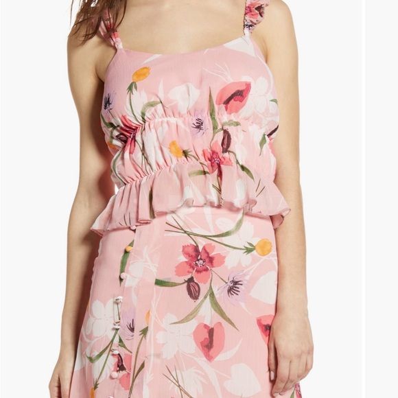 Leith Dresses & Skirts - Leith‎ Floral Chiffon Skirt and Ruffle Crop Tank Top